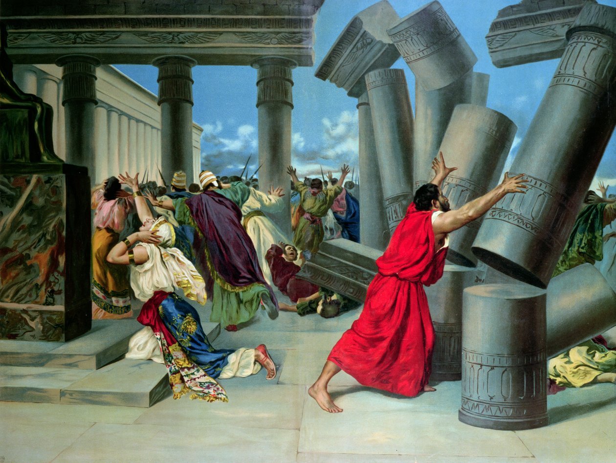 Samson en Delilah en de vernietiging van de tempel door German School