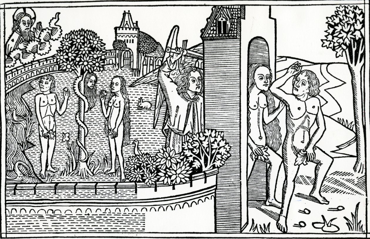 De Val van de Mens, illustratie uit de Quentell Bijbel, gepubliceerd in 1478 door German School