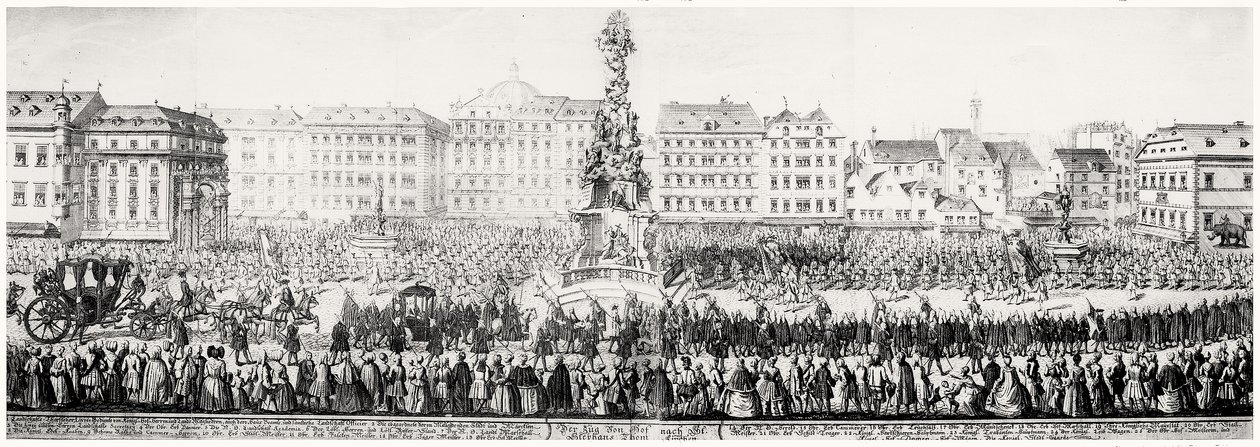De Processie van Marie Therese (1638-83) door Wenen door German School