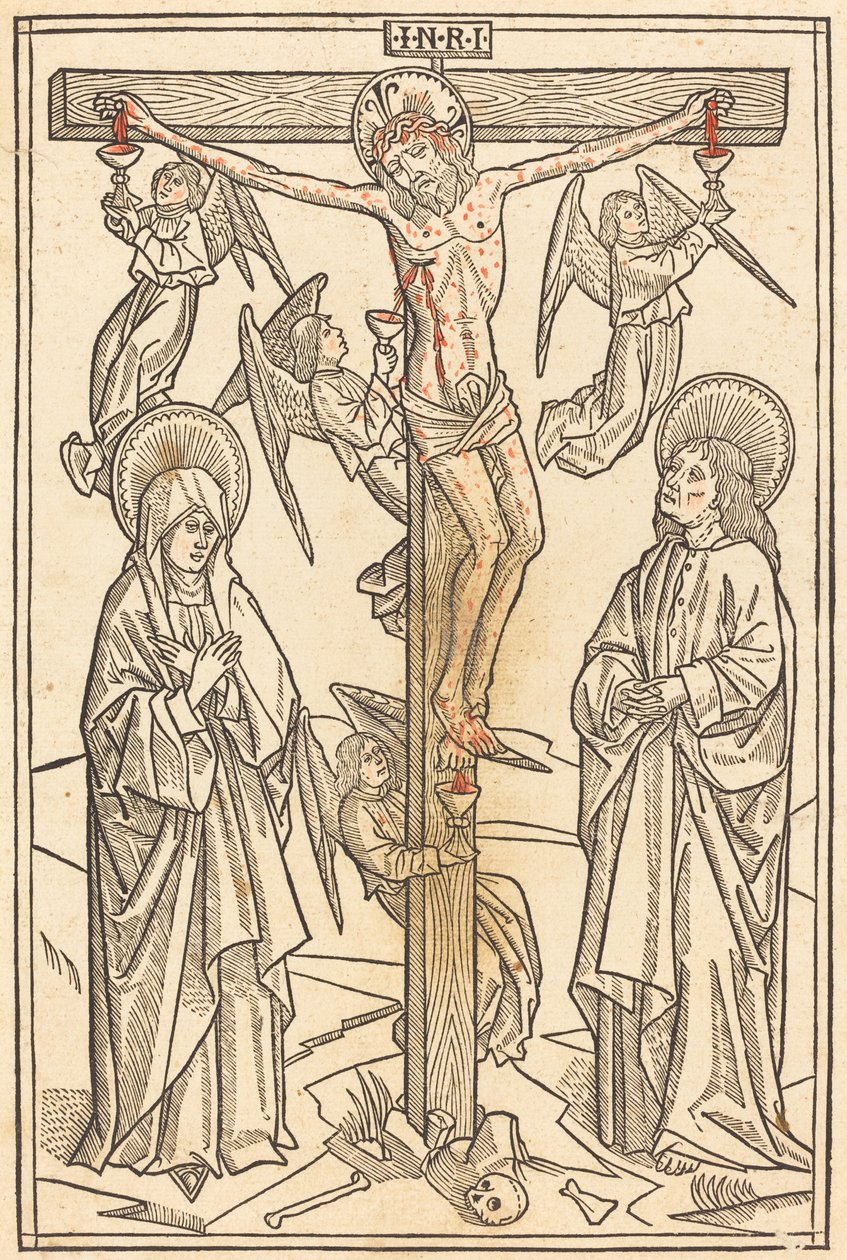 Christus aan het Kruis met Engelen door German 15th Century