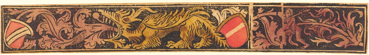 Groteske Strook met Draak, Schilden en Wilde Mannen door German 15th Century
