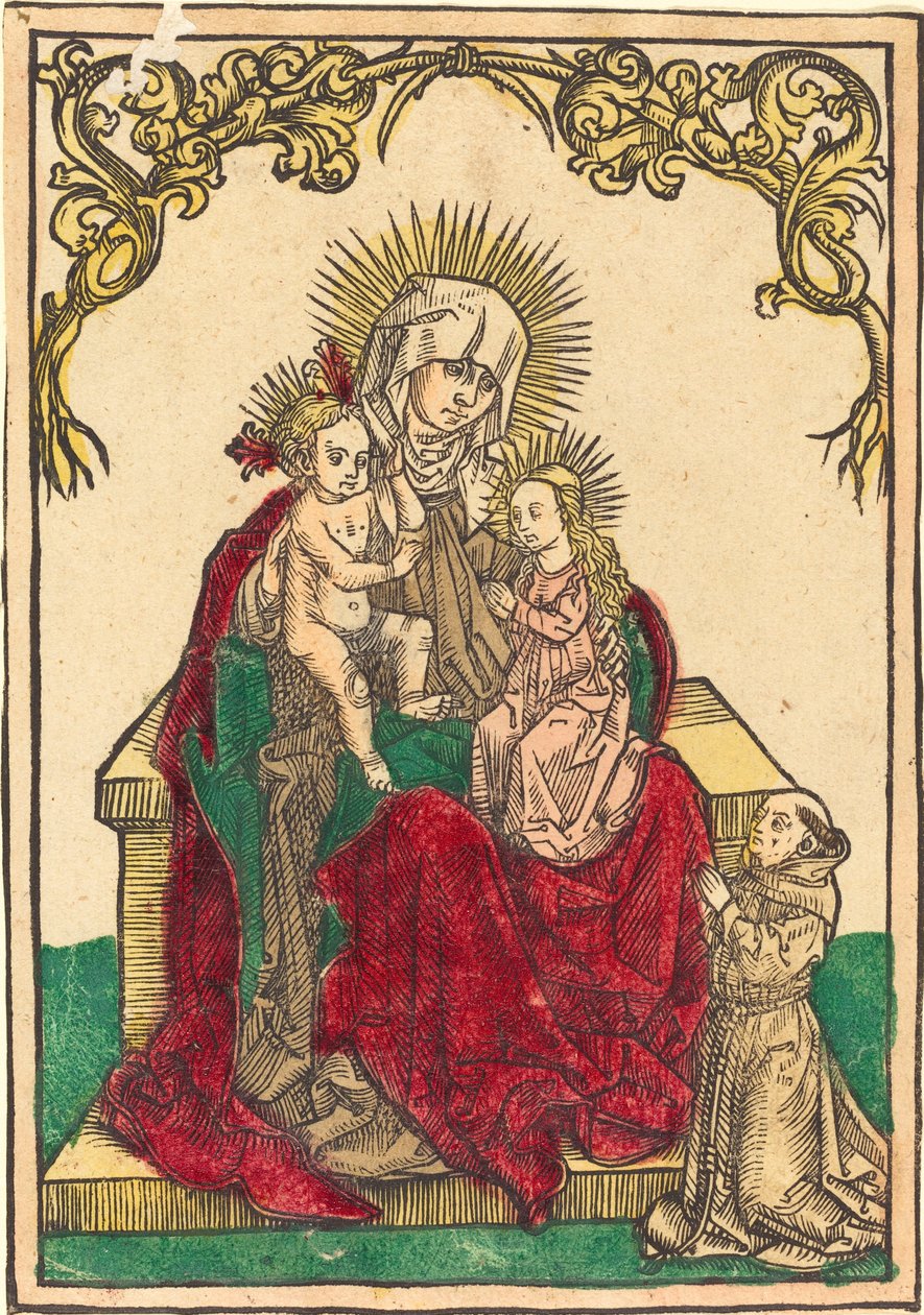 Sint Anna, De Madonna en Kind, en een Franciscaner Monnik door German 15th Century