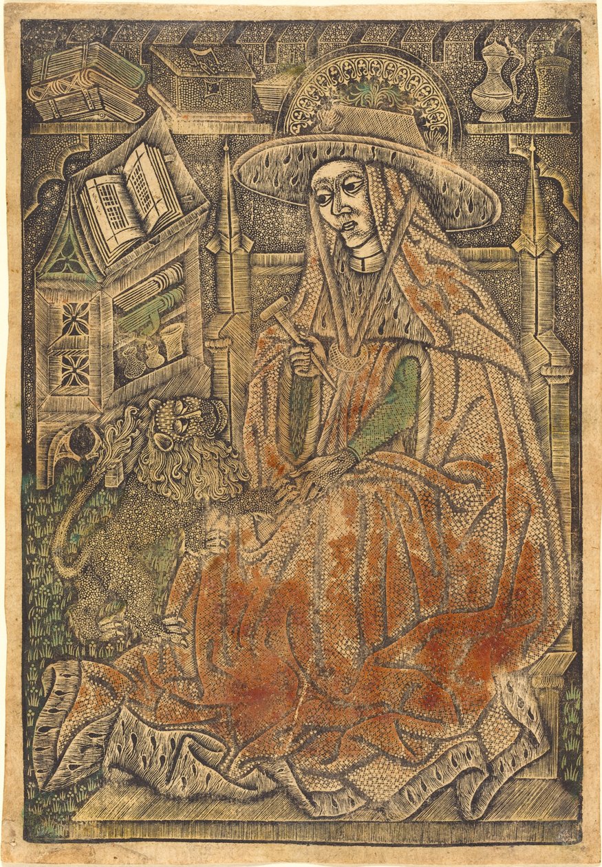 Sint Hiëronymus in Zijn Studie door German 15th Century or Master of the Aachen Madonna