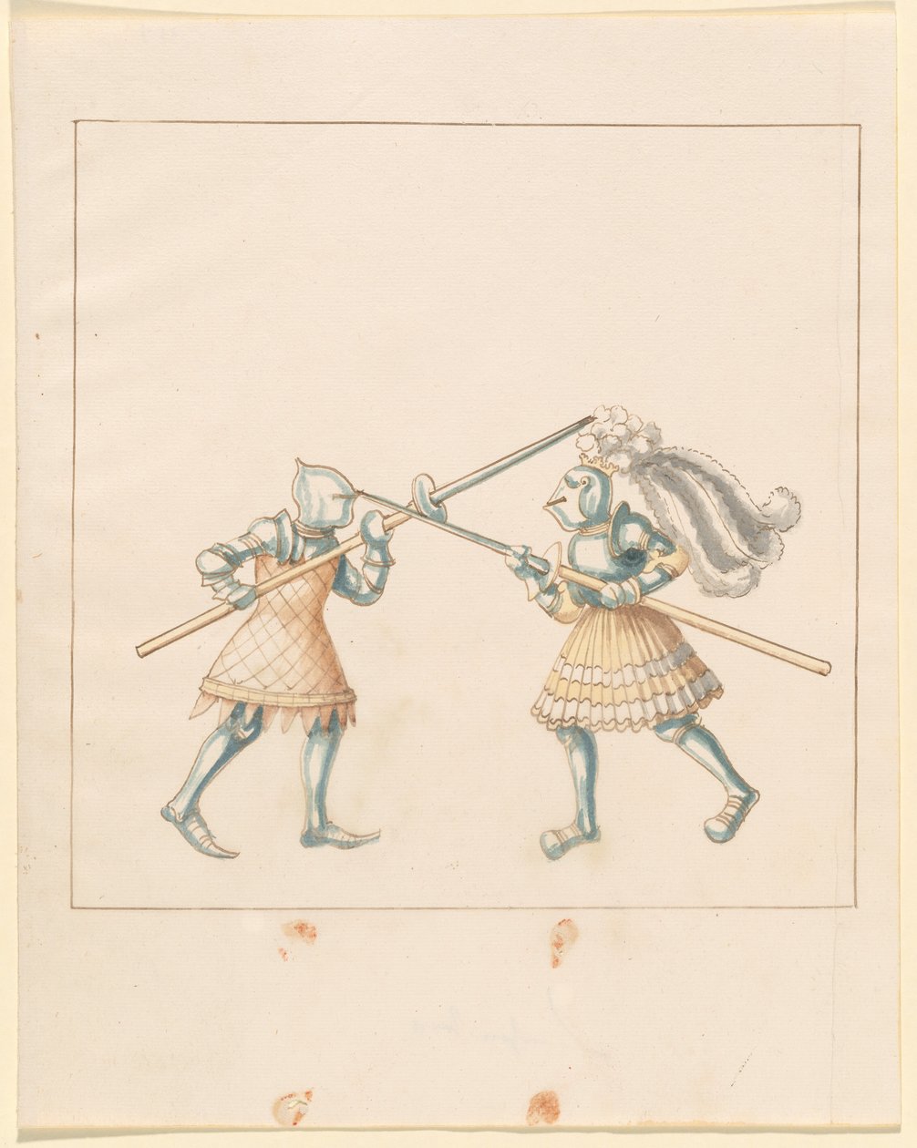 Freydal, Het Boek van Toernooien en Jousts van Keizer Maximiliaan I: Gevechten te Voet (Jousts)(Volume III): Plaat 149 door German 16th Century