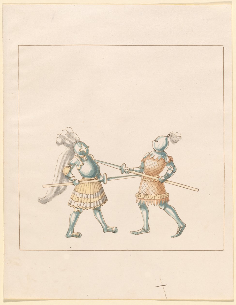 Freydal, Het Boek van Toernooien en Jousts van Keizer Maximiliaan I: Gevechten te Voet (Jousts)(Volume III): Plaat 148 door German 16th Century