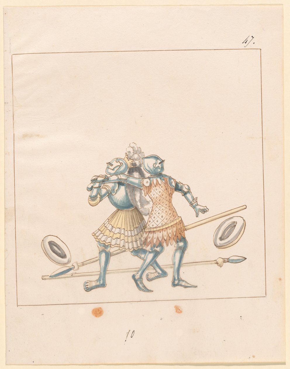 Freydal, Het boek van toernooien en steekspelen van keizer Maximiliaan I: Gevechten te voet (Steekspelen)(Deel III): Plaat 152 door German 16th Century