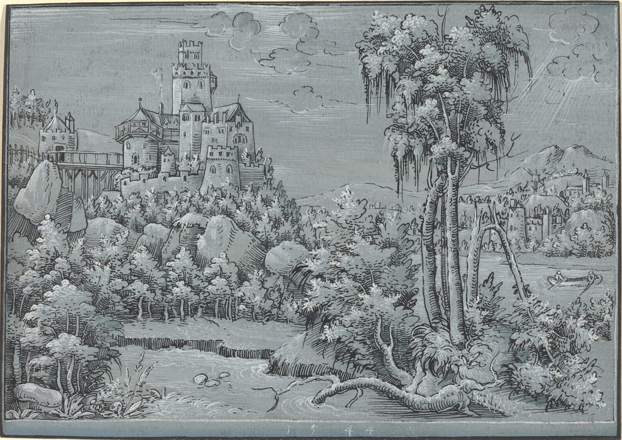 Landschap met een kasteel door German 16th Century
