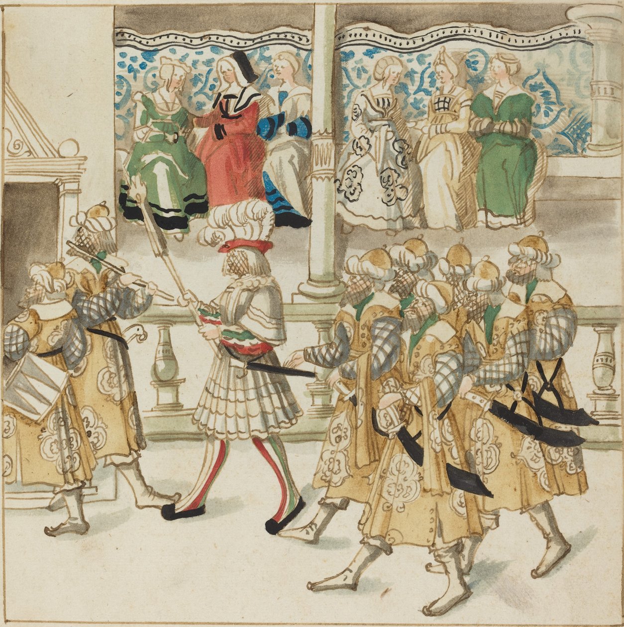Paraderende Ridders in Oosterse Kleding door German 16th Century