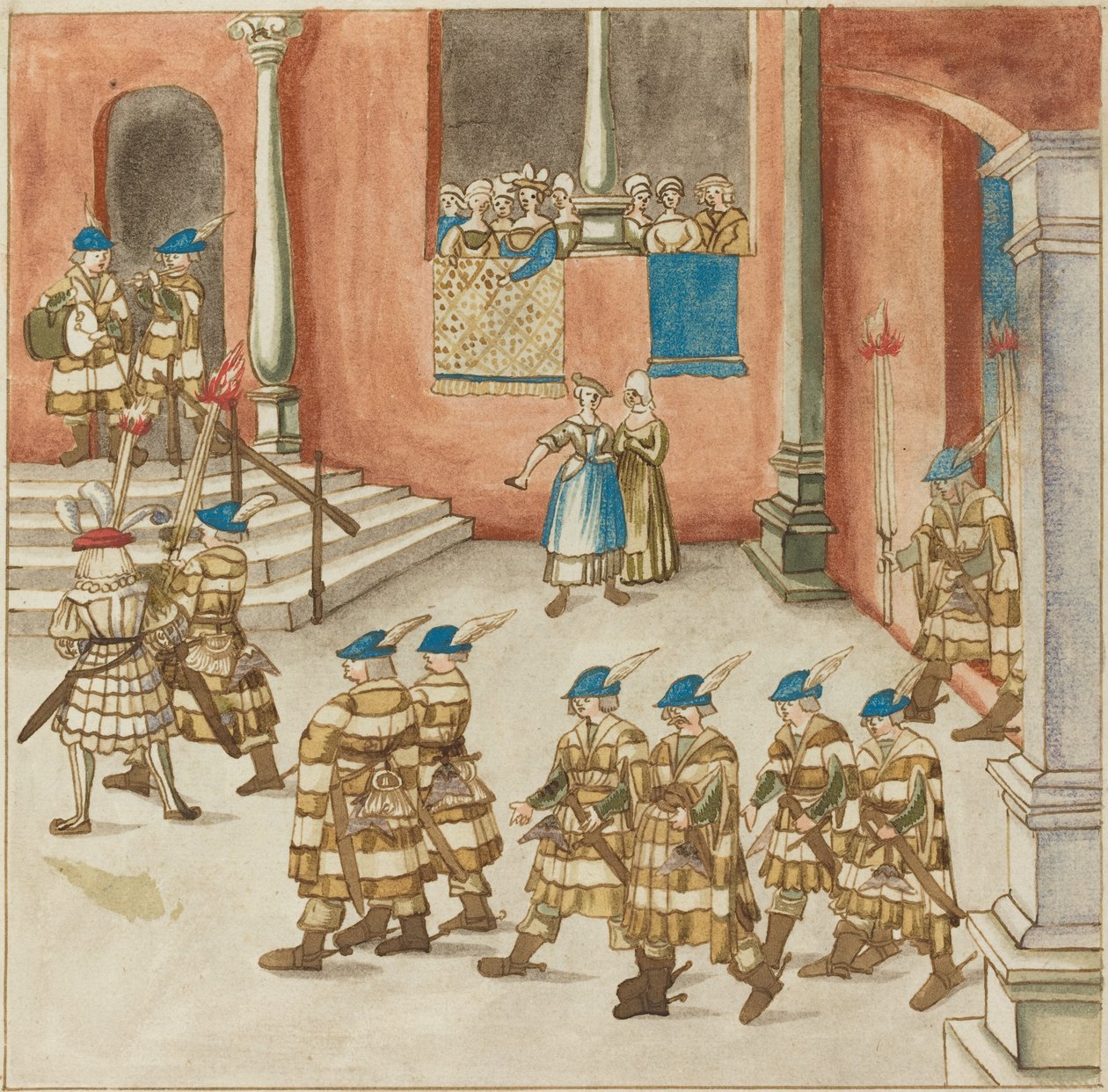 Processie van Ridders Bekeken door Dames op een Balkon door German 16th Century