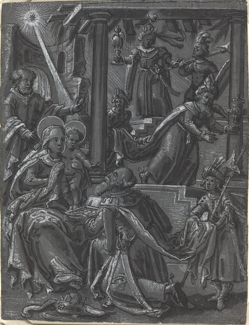 De Aanbidding van de Koningen door German 16th Century