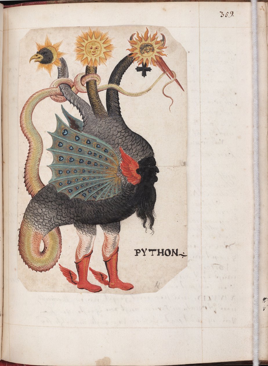 Python uit: Alchemistisch en Rozenkruisers Compendium, ca. 1760 door German Master
