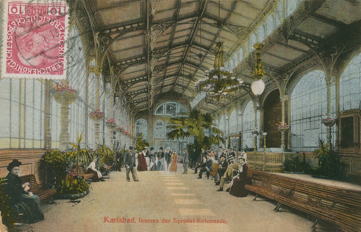 Karlsbad - in de zuilengang. Ansichtkaart verzonden in 1913. door German Photographer