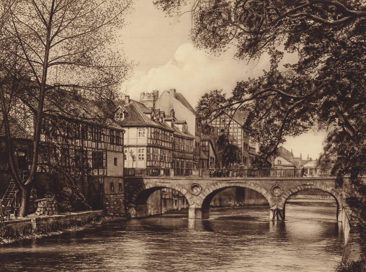 Marstall Bridge, Hannover (z/w foto) door German Photographer