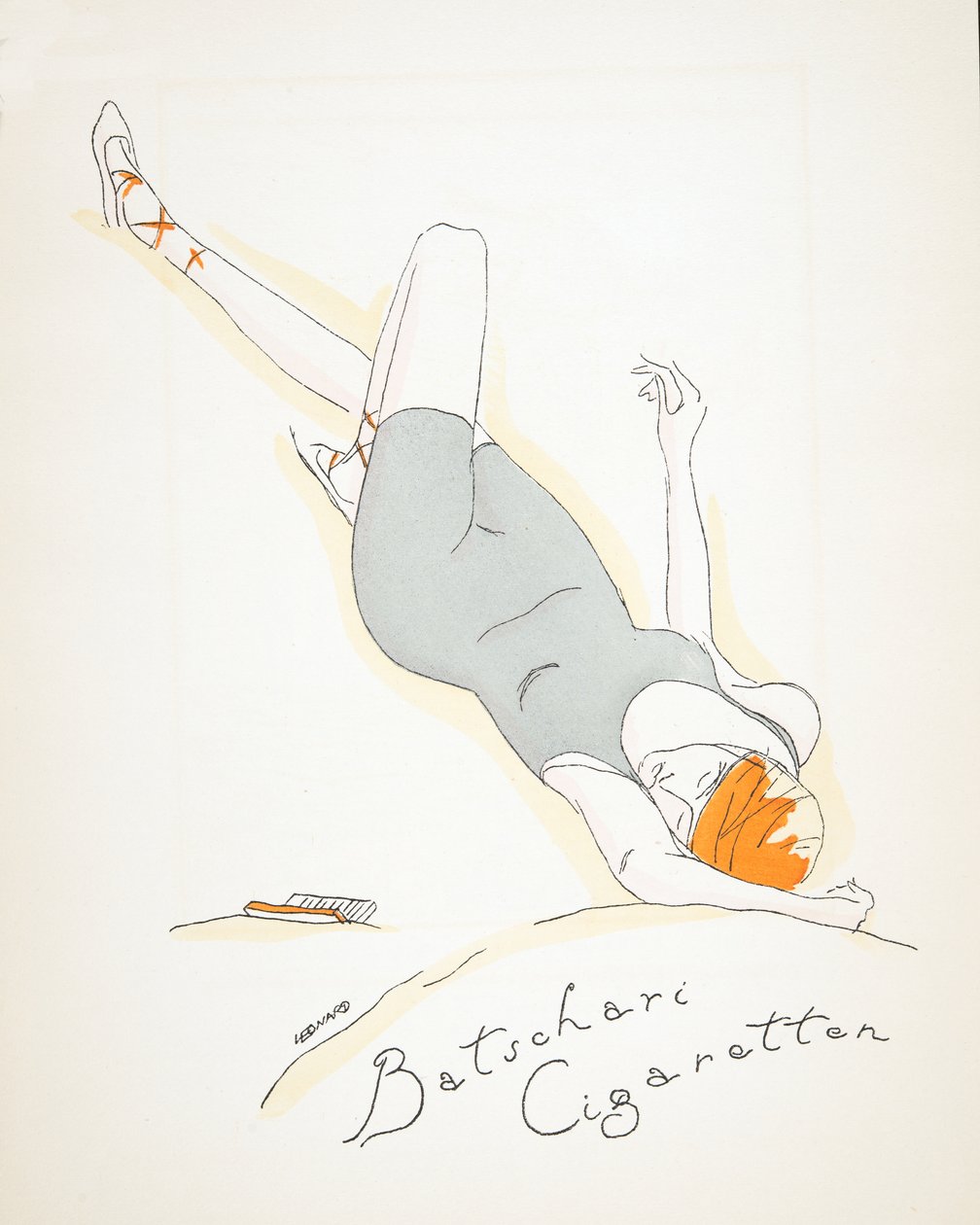 Advertentie voor "Batschari Cigaretten", uit Styl, pub.1922 (pochoirprint) door German School
