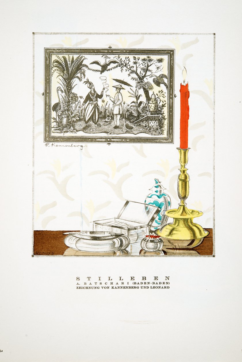 Advertentie voor "Batschari Cigaretten", uit Styl, pub.1922 (pochoirprint) door German School