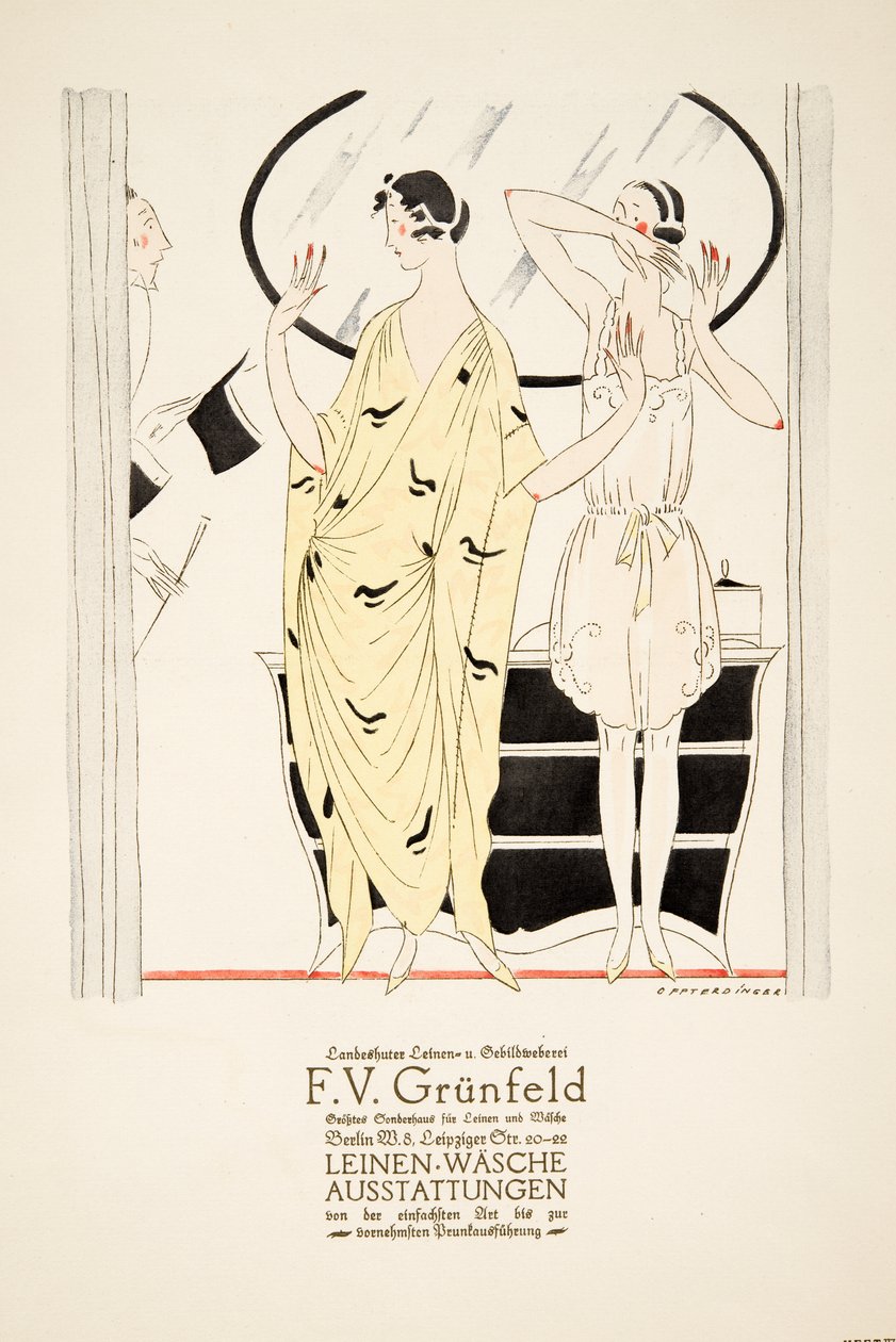 Advertentie voor "F.V. Grunfeld", uit Styl, pub.1922 (pochoirdruk) door German School