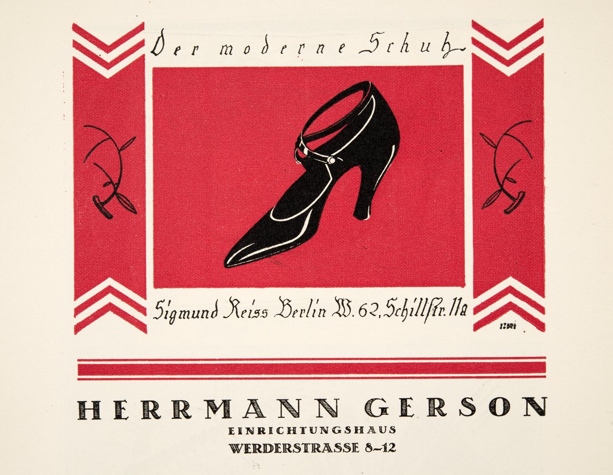 Reclame voor Herrmann Gerson Schoenen, uit Styl, pub.1922 (pochoirprint) door German School