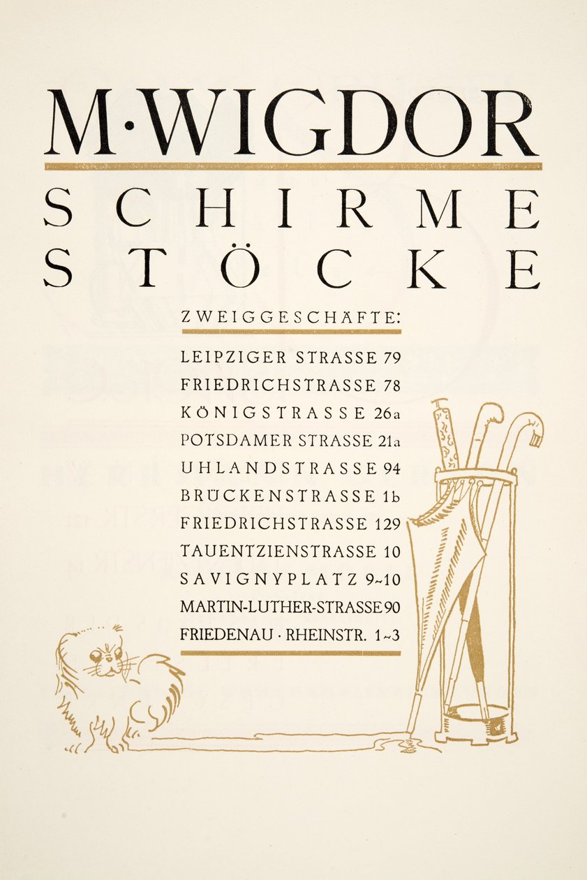Advertentie voor M. Wigdor, Parapluzaken, uit Styl, pub.1922 door German School