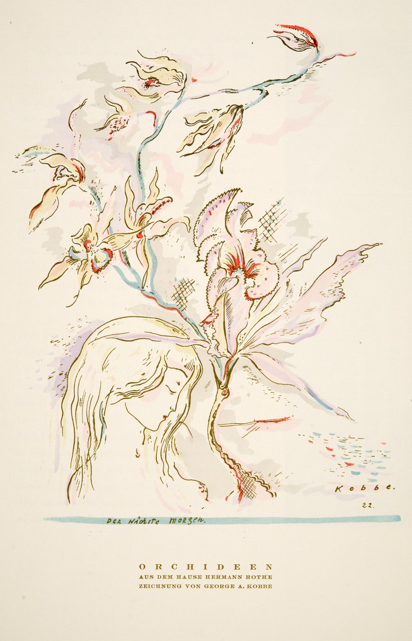 Reclame "Orchideen aus dem Hause Hermann Roth" uit Styl, pub.1922 (pochoirdruk) door German School