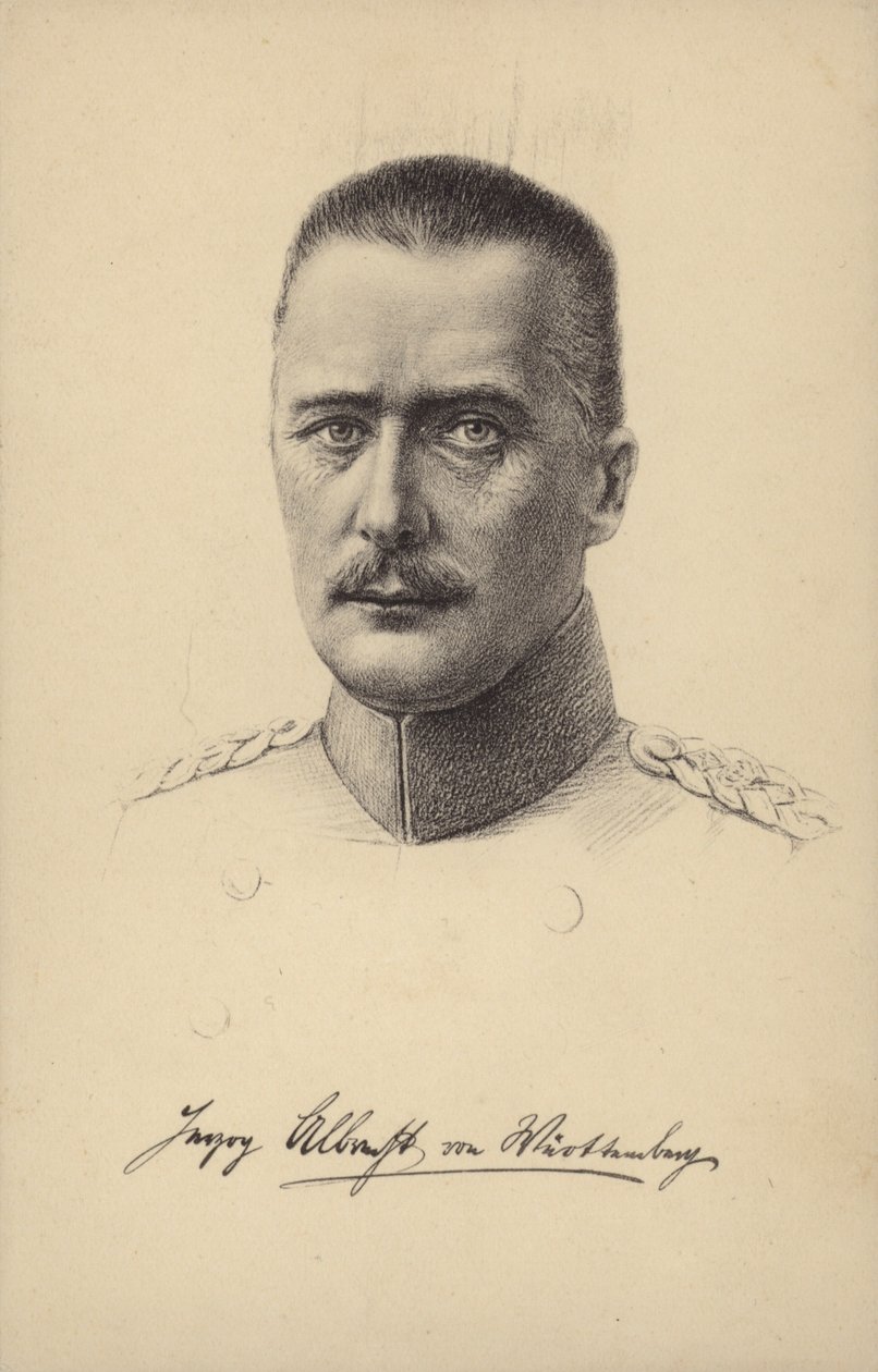 Albrecht, hertog van Wurttemberg, Duitse prins en generaal in de Eerste Wereldoorlog (litho) door German School