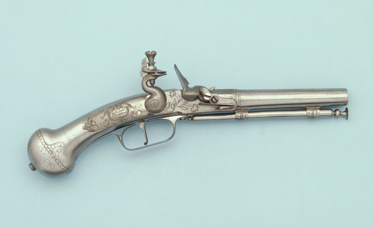 Een volledig stalen vuursteenpistool, Jan Cloeter a Grevenbroich, c.1660 door German School
