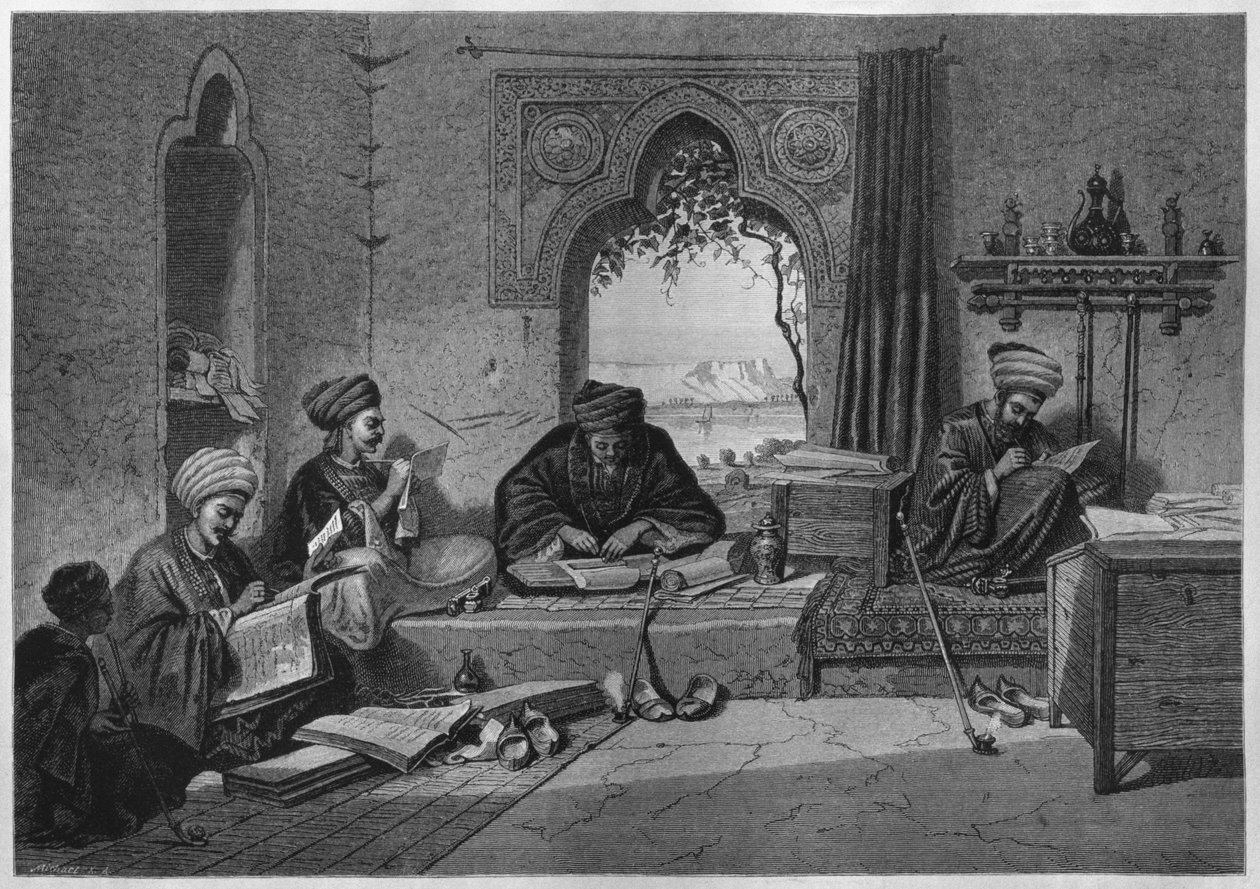 Een kantoor in Girgeh, uit LEgypte van Georg Moritz Ebers (1837-98), 1881 door German School