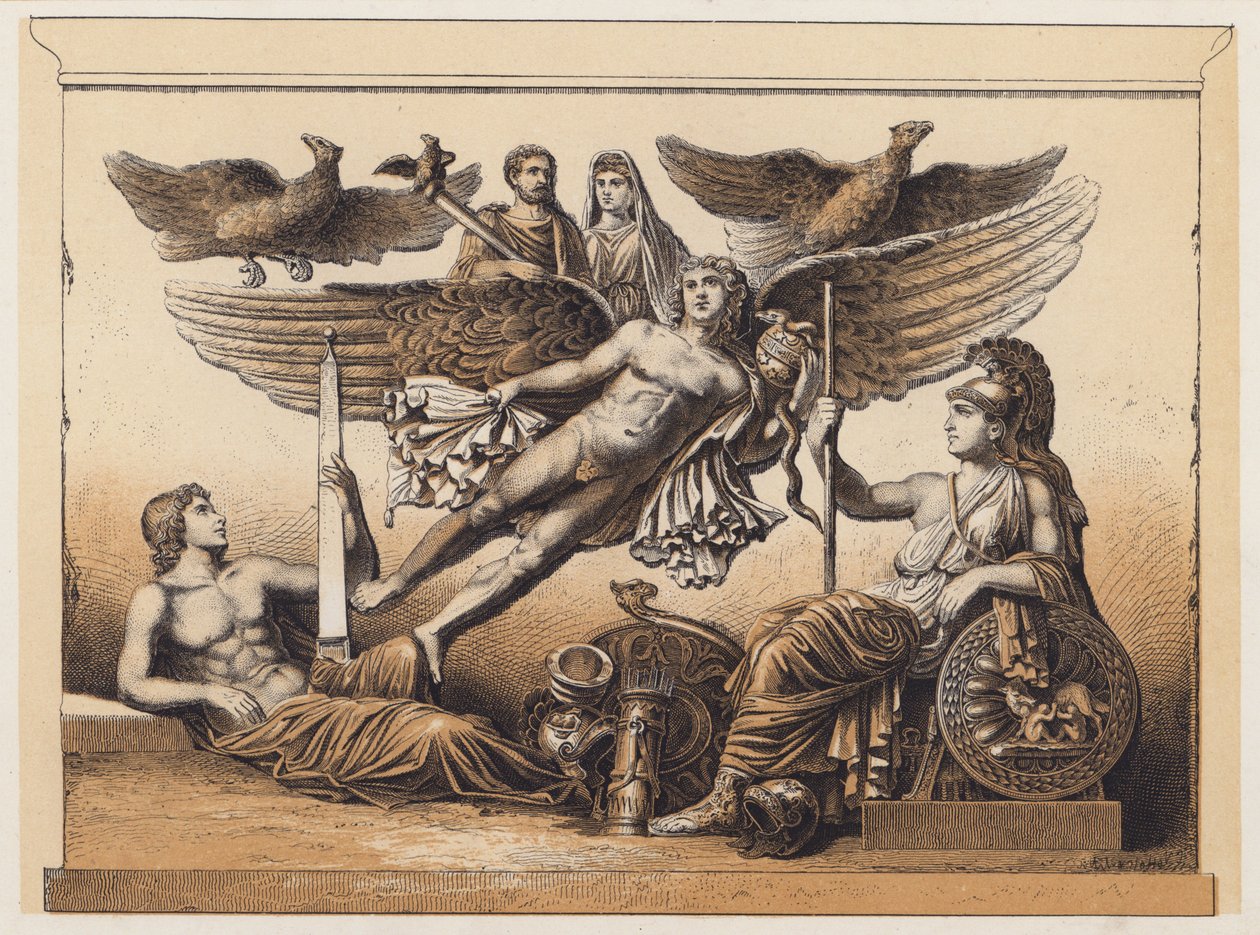 Apotheose (kleurenlitho) door German School