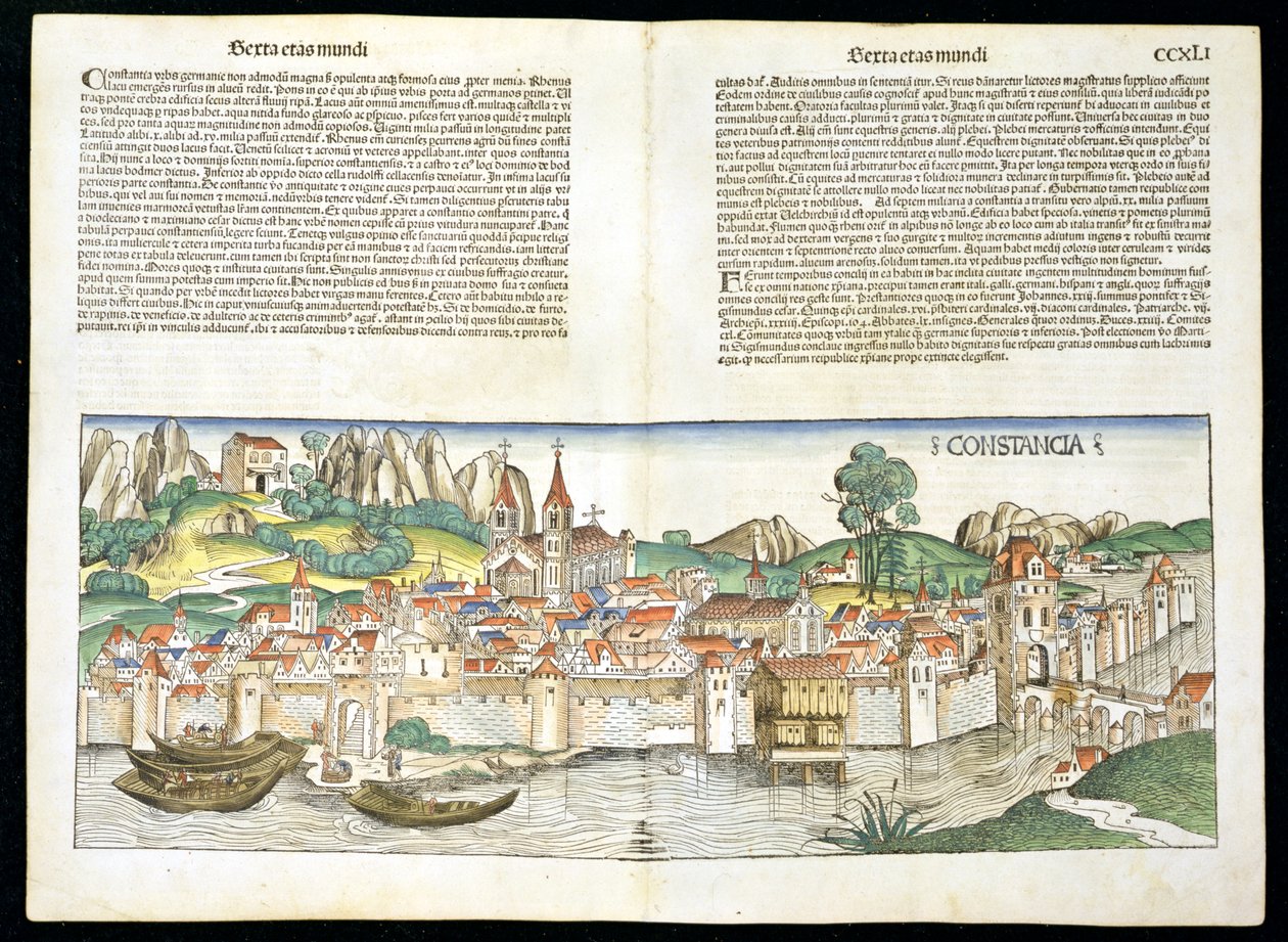 Vogelvlucht van Konstanz uit de Neurenberg Kroniek door Hartmann Schedel (1440-1514) 1493 door German School