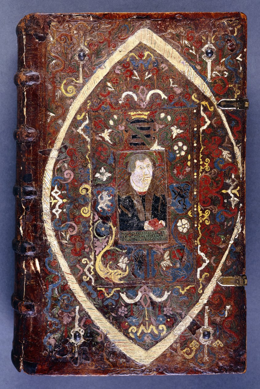 Boekomslag met een portret van Martin Luther (1483-1546) door German School