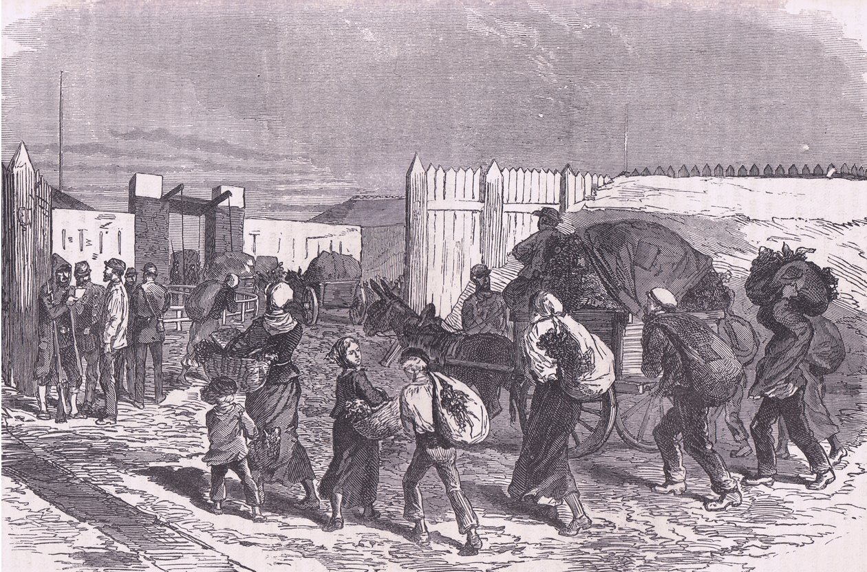 Groenten uit de buitenwijken halen, Cassells Geschiedenis van de Oorlog tussen Frankrijk en Duitsland, uitgegeven door Cassell and Company Limited, ca. 1890 door German School