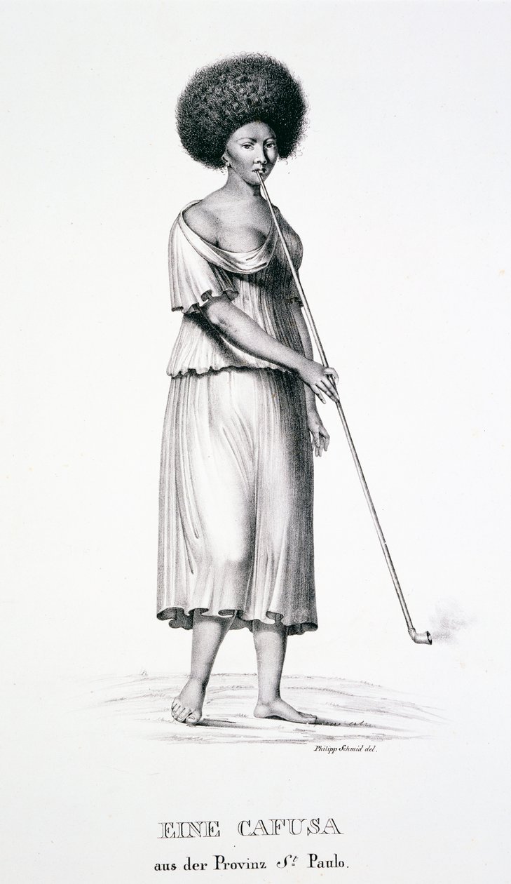 Cafusa vrouw uit de regio São Paulo, uit Atlas van een reis in Brazilië door Dr. Von Spix en Dr. von Martius door German School