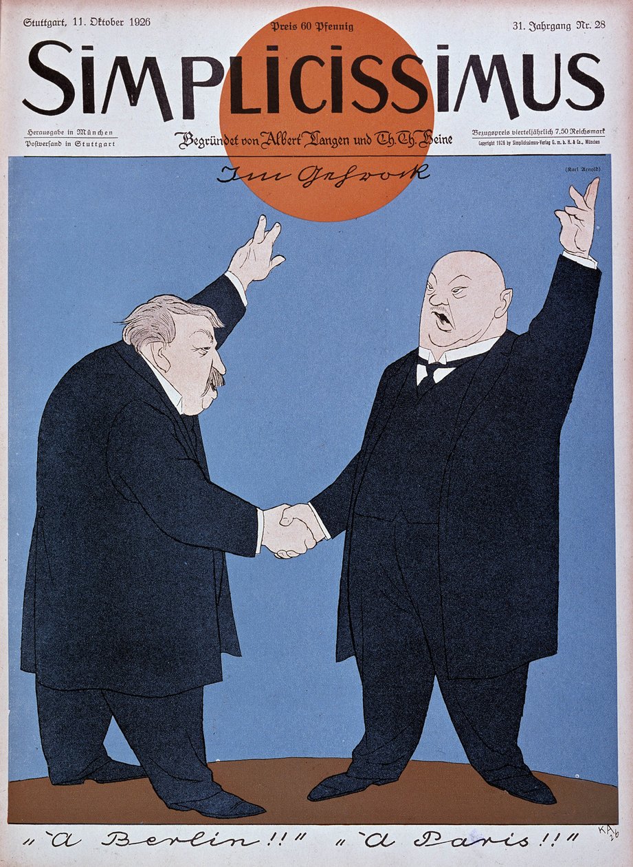 Cartoon over de Frans-Duitse toenadering: Briand en Stresemann - in 