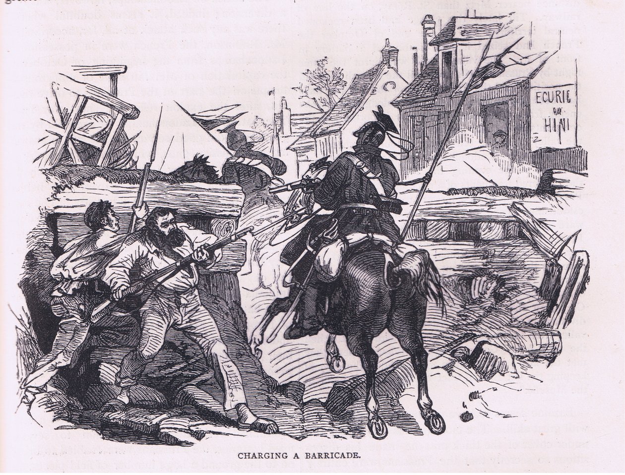 Aanval op een barricade, Cassells Geschiedenis van de oorlog tussen Frankrijk en Duitsland uitgegeven door Cassell and Company Limited, ca. 1890 door German School