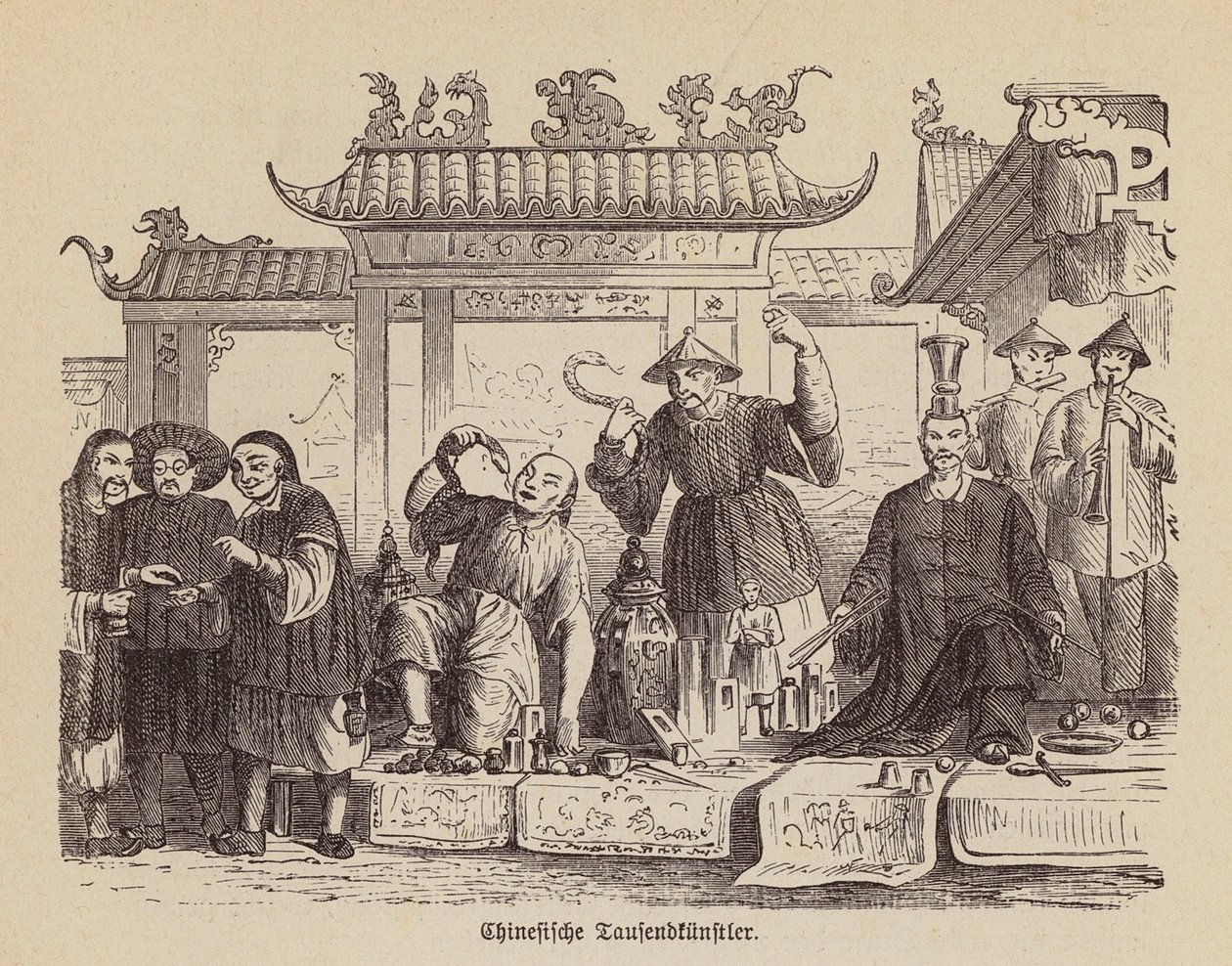 Chinese artiesten (gravure) door German School