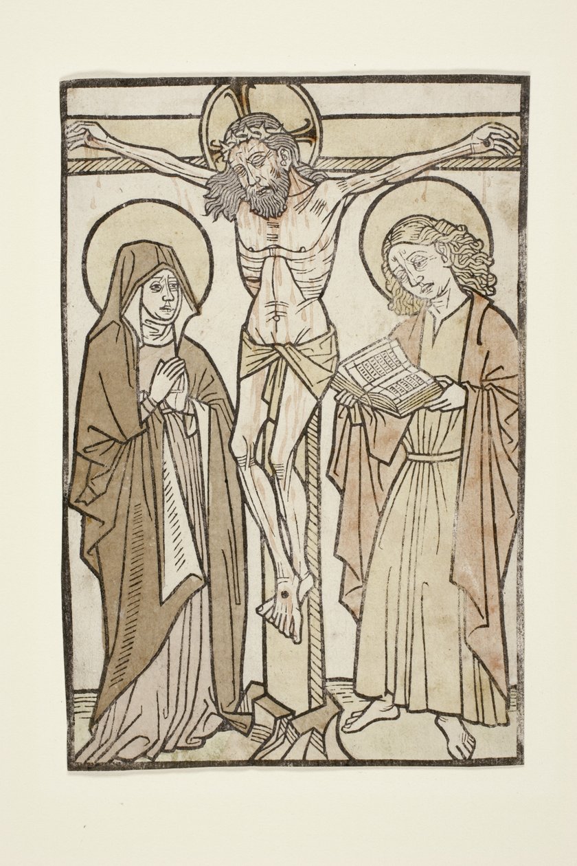 Christus aan het kruis tussen Maria en Sint Jan, 1460-70 door German School