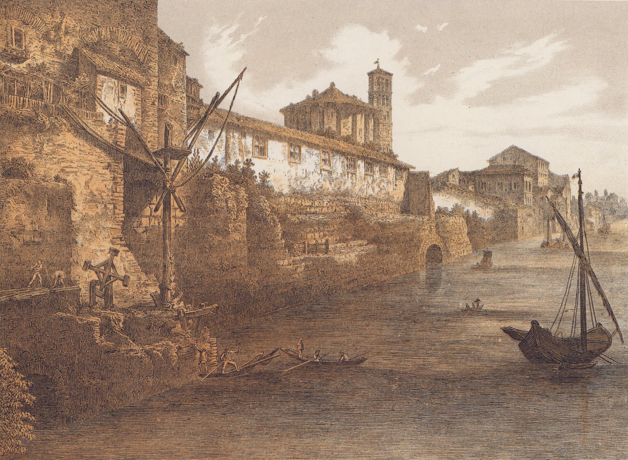 Cloaca Maxima, Rome (kleurenlitho) door German School