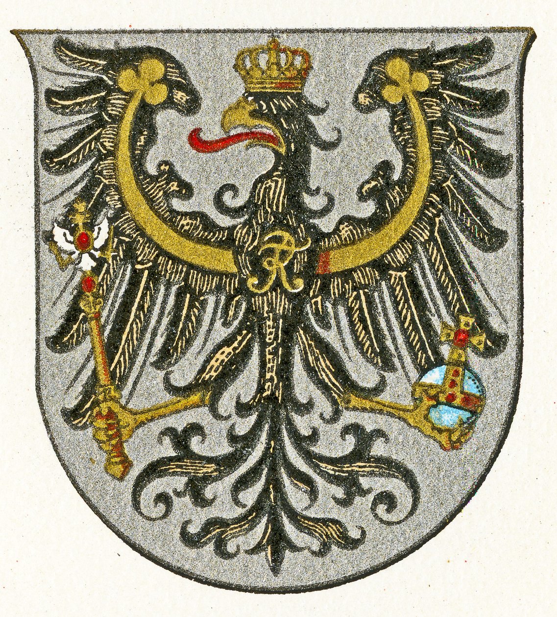 Wapen van het Koninkrijk Pruisen en later van de provincie Oost-Pruisen, ca. 1898 door German School