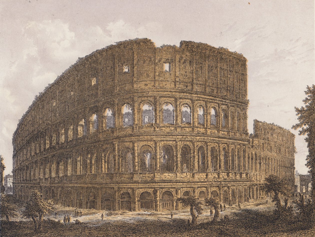 Colosseum, Rome (kleurenlitho) door German School