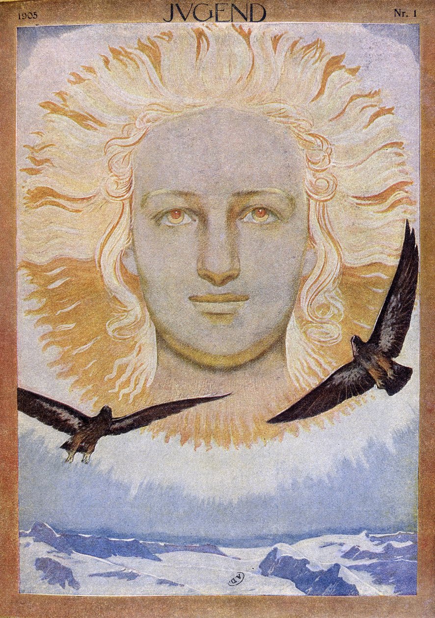 Omslag van Jugend, Duits tijdschrift, met de zon door German School