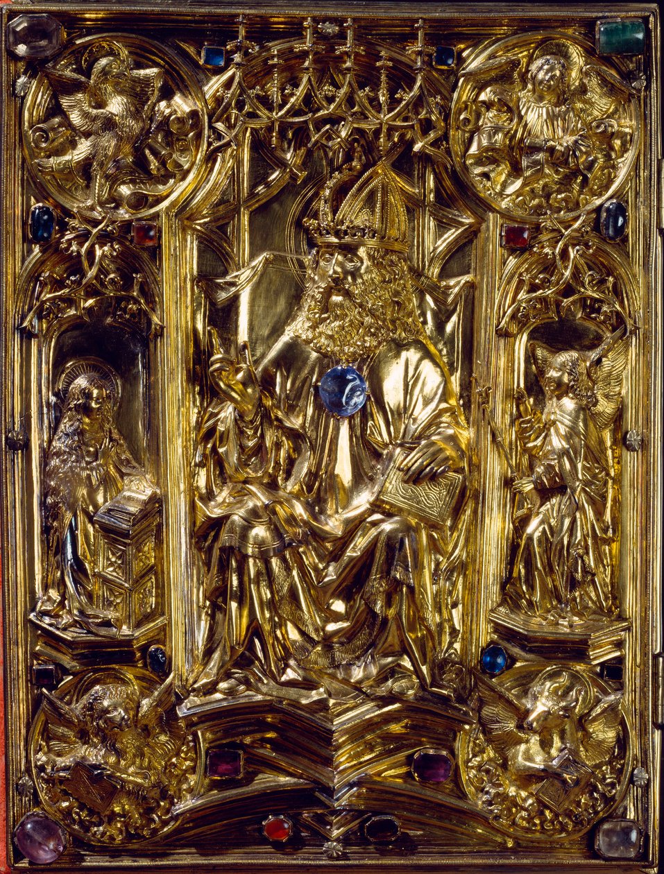 Das Reichsevangeliar Engelen en symbolen van de vier evangelisten. Het Evangelie van Aken. 8e eeuw Kunsthistorisches Museum, Wenen door German School