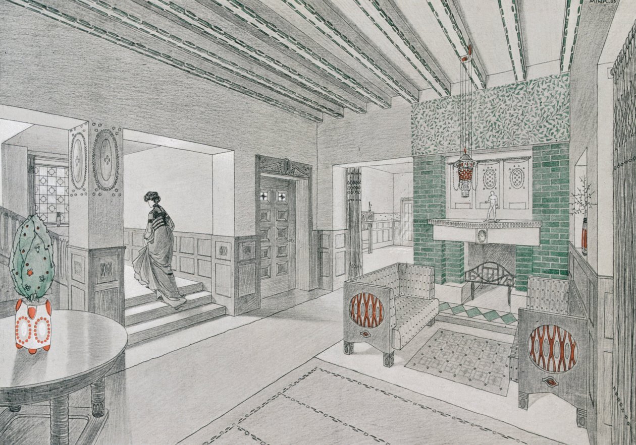 Ontwerp voor een woonkamer door Valentin Mink, 1906 door German School