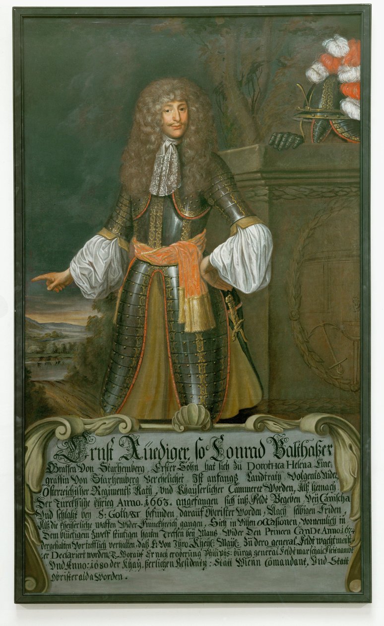 Ernst Ruediger, graaf Starhemberg, veldmaarschalk en commandant van Wenen tijdens het Turkse beleg van 1683 ... (olieverf op doek) door German School