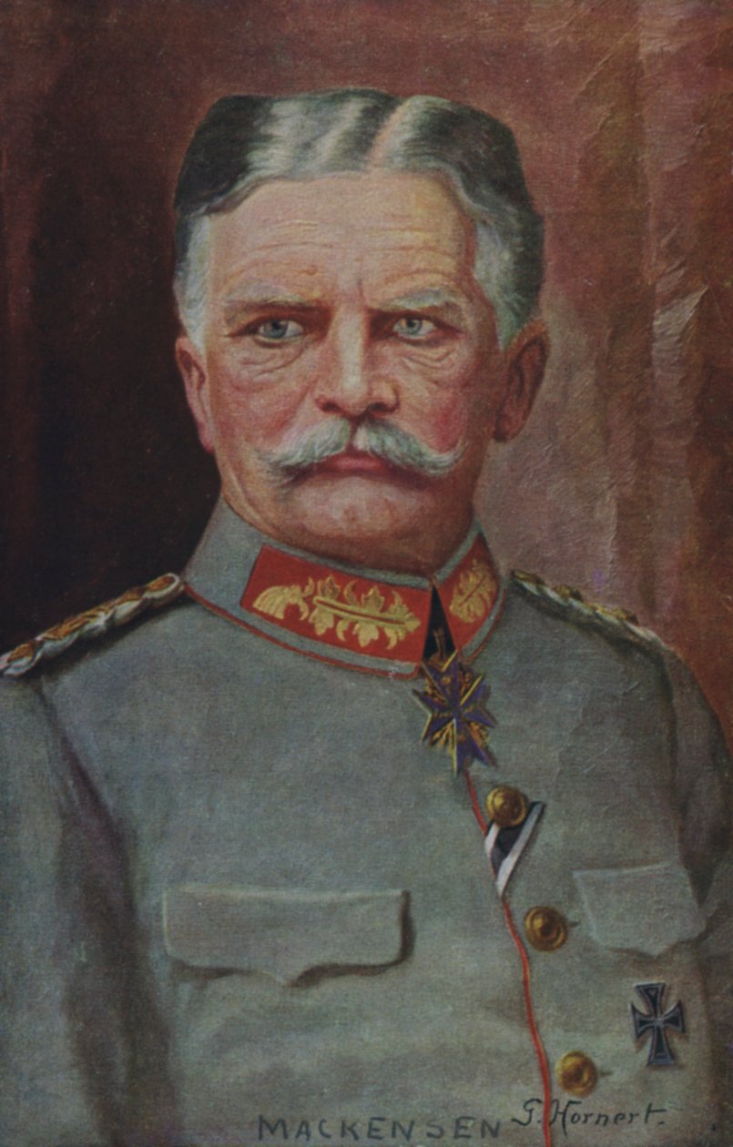 Veldmaarschalk August von Mackensen, Duits militair bevelhebber in de Eerste Wereldoorlog (kleurenlitho) door German School