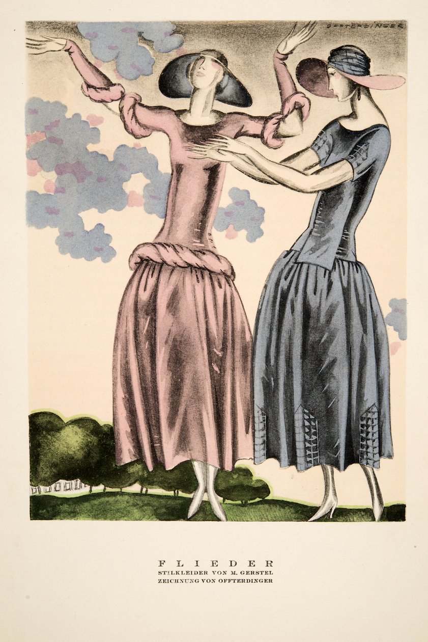 "Flieder", reclame voor kleding van M. Gerstel, uit Styl, pub.1922 (pochoirdruk) door German School