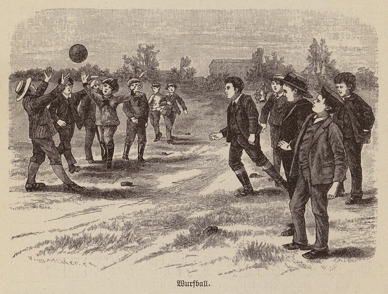 Voetbal (gravure) door German School