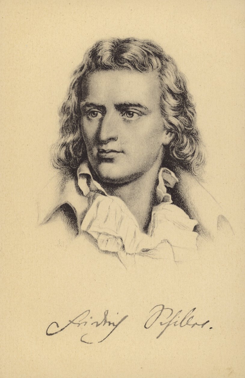 Friedrich von Schiller (1759-1805), Duits dichter, filosoof, historicus en toneelschrijver (litho) door German School