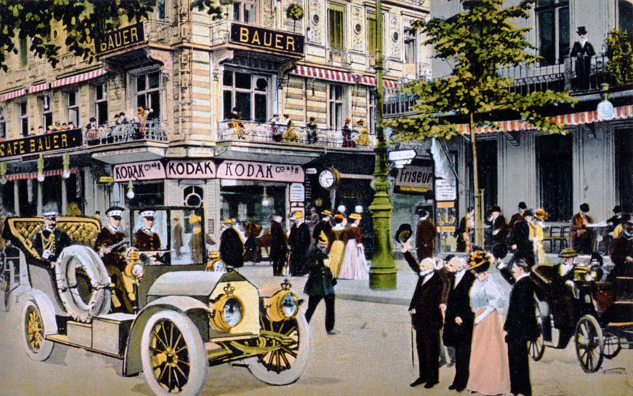 Duitse ansichtkaart met parade van Kaiser Wilhelm II, c.1912 door German School