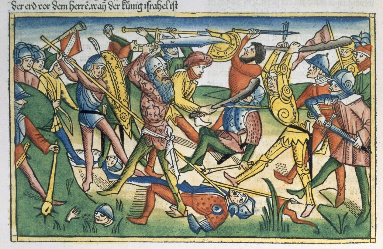 1 Samuel 28:1-2 De Filistijnen voeren oorlog tegen Israël, uit de Neurenbergse Bijbel (Biblia Sacra Germanaica) door German School