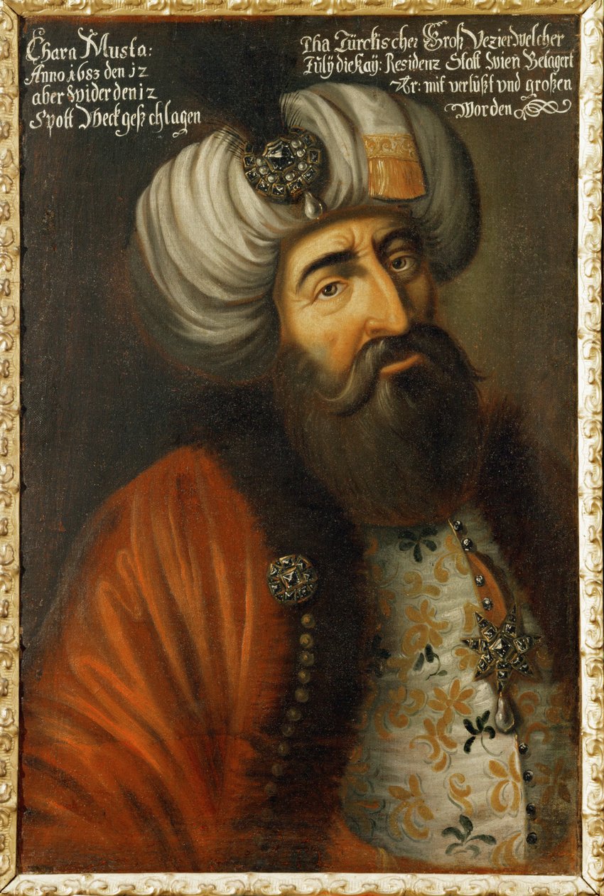 Kara Mustapha Pasja Turkse grootvizier, admiraal van de Turkse vloot, lid van de sultansraad ... (olieverf op doek) door German School