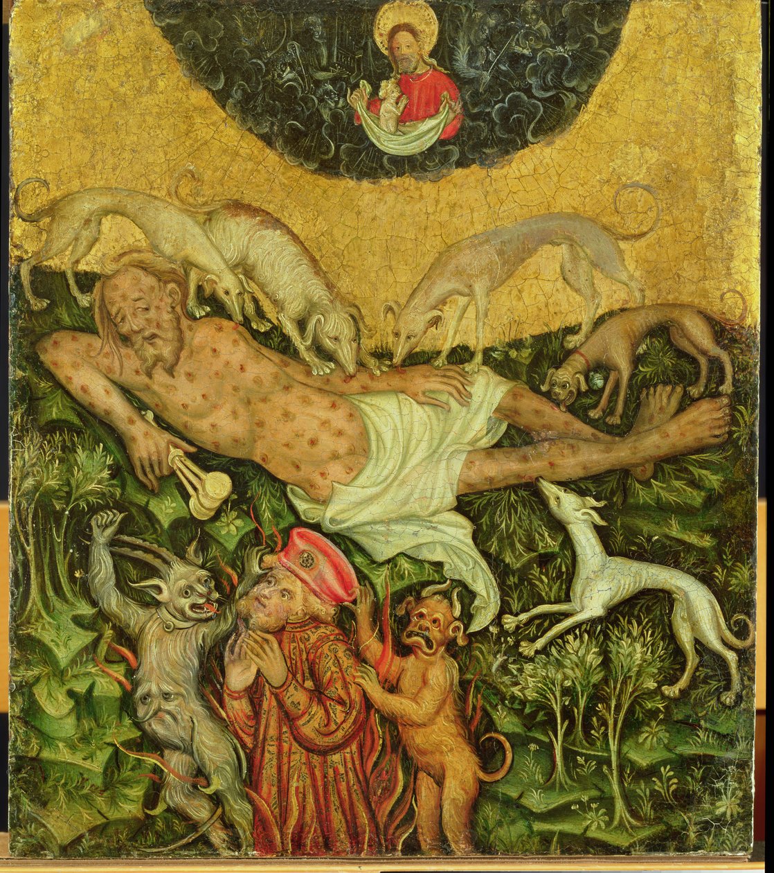 Lazarus en de rijke man, ca. 1400 door German School
